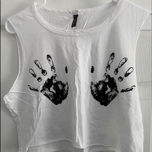 cropped handprint tank top